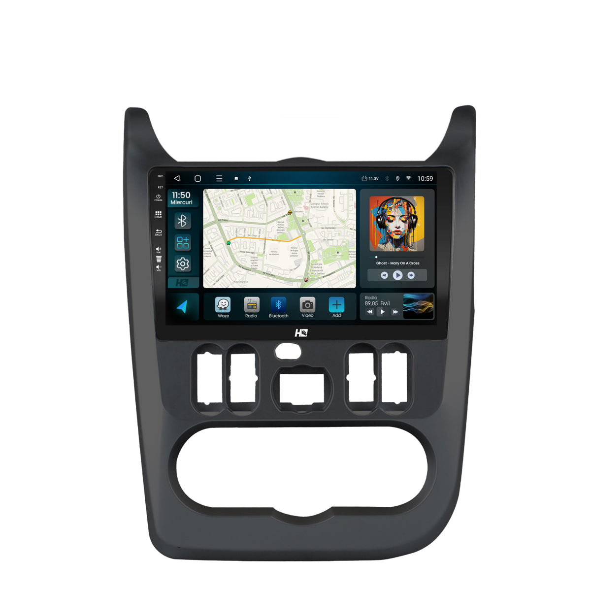 Navigatie HUB64 Dacia Logan / Duster / Sandero (2009-2015), 4GB RAM, Android, Quadcore, DSP, GPS, Wi-FI, Carplay, Android Auto, USB, Bluetooth, Waze, Touchscreen, 9" inch