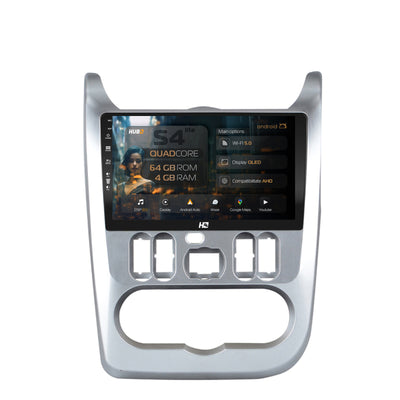 Navigatie HUB64 Dacia Logan / Duster / Sandero (2009-2015), 4GB RAM, Android, Quadcore, DSP, GPS, Wi-FI, Carplay, Android Auto, USB, Bluetooth, Waze, Touchscreen, 9 inch