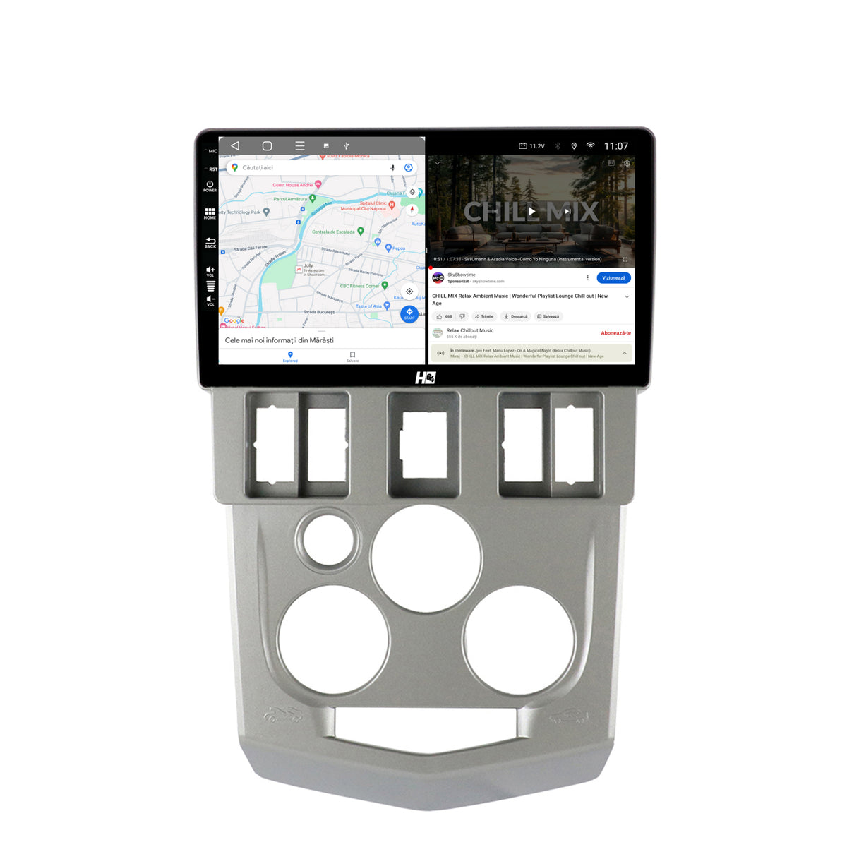 Navigatie HUB64 Dacia Logan PH1 (2004-2009), 8GB RAM, Android, Octacore, Slot Sim 4G, DSP, GPS, Wi-FI, Carplay, Android Auto, USB, Bluetooth, Waze, Touchscreen, 9 Inch