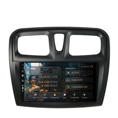 Navigatie HUB64 Dacia Logan / Sandero, 4GB RAM, Android, Quadcore, DSP, GPS, Wi-FI, Carplay, Android Auto, USB, Bluetooth, Waze, Touchscreen, 9 inch