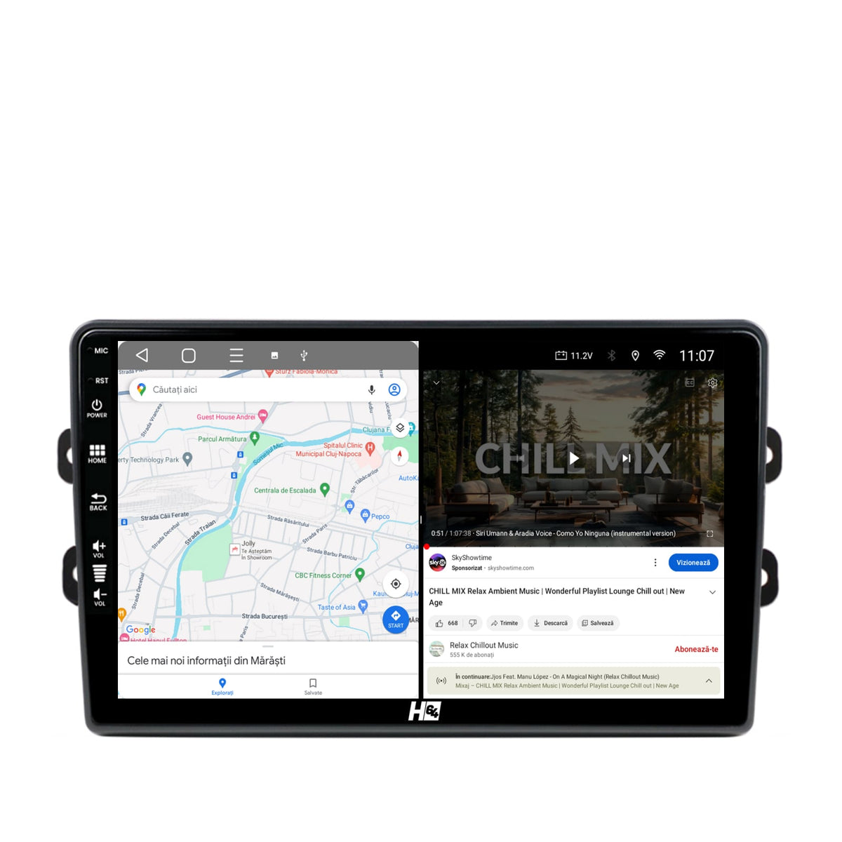 Navigatie HUB64 Dacia/Renault, 2GB RAM, Android, GPS, Wi-FI, Carplay, Android Auto, USB, Bluetooth, Radio, Waze, Touchscreen, 9 inch