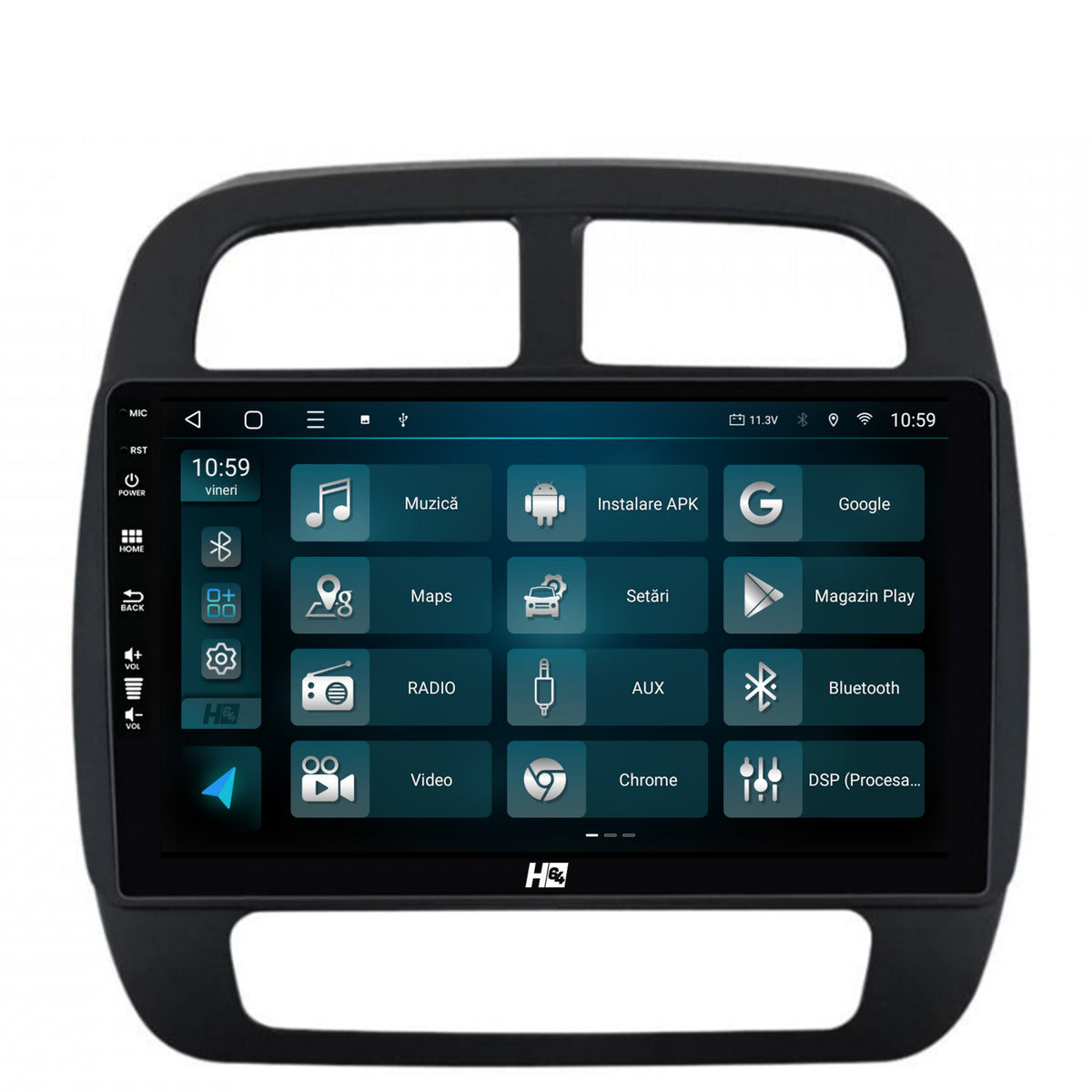 Navigatie HUB64 Dacia Spring (2021- Prezent), 4GB RAM, Android, Quadcore, DSP, GPS, Wi-FI, Carplay, Android Auto, USB, Bluetooth, Waze, Touchscreen, 9 inch
