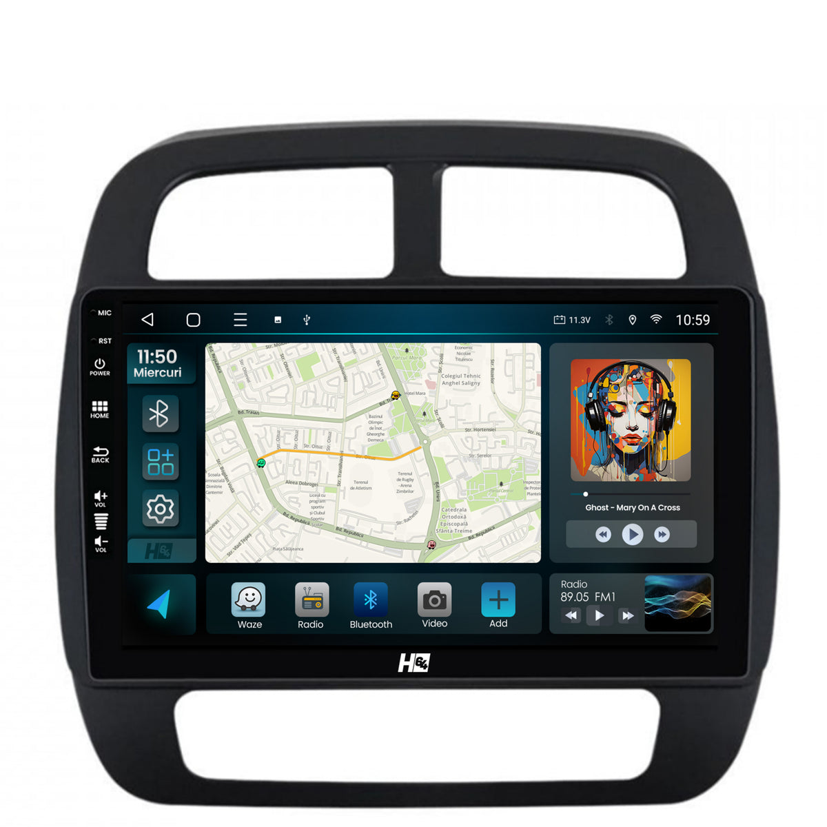Navigatie HUB64 Dacia Spring (2021- Prezent), 4GB RAM, Android, Quadcore, DSP, GPS, Wi-FI, Carplay, Android Auto, USB, Bluetooth, Waze, Touchscreen, 9 inch