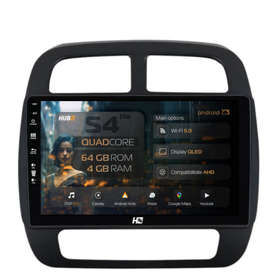 Navigatie HUB64 Dacia Spring (2021- Prezent), 4GB RAM, Android, Quadcore, DSP, GPS, Wi-FI, Carplay, Android Auto, USB, Bluetooth, Waze, Touchscreen, 9 inch