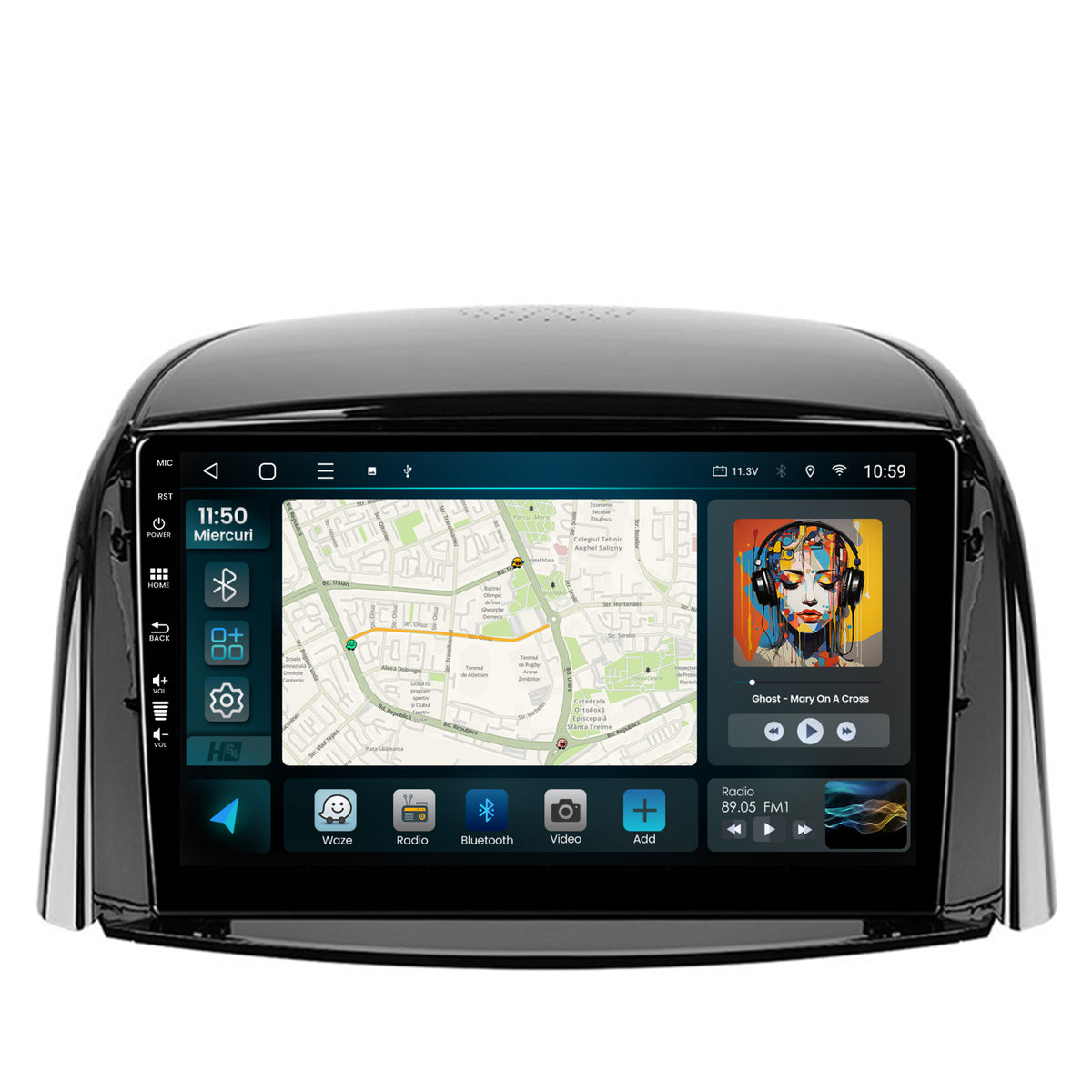 Navigatie HUB64 Renault Koleos (2009-2016), 4GB RAM, Android, Octacore, Slot Sim 4G, DSP, GPS, Wi-FI, Carplay, Android Auto, USB, Bluetooth, Waze, Touchscreen, 9 inch