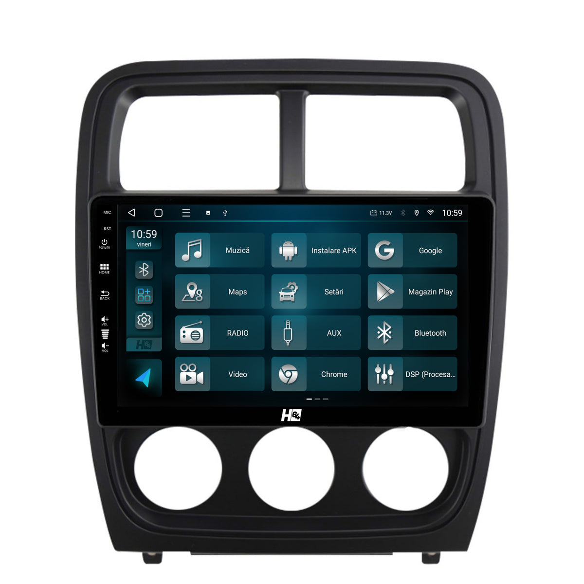 Navigatie HUB64 Dodge Caliber (2010-2012), 4GB RAM, Android, Octacore, Slot Sim 4G, DSP, GPS, Wi-FI, Carplay, Android Auto, USB, Bluetooth, Waze, Touchscreen, 9 inch