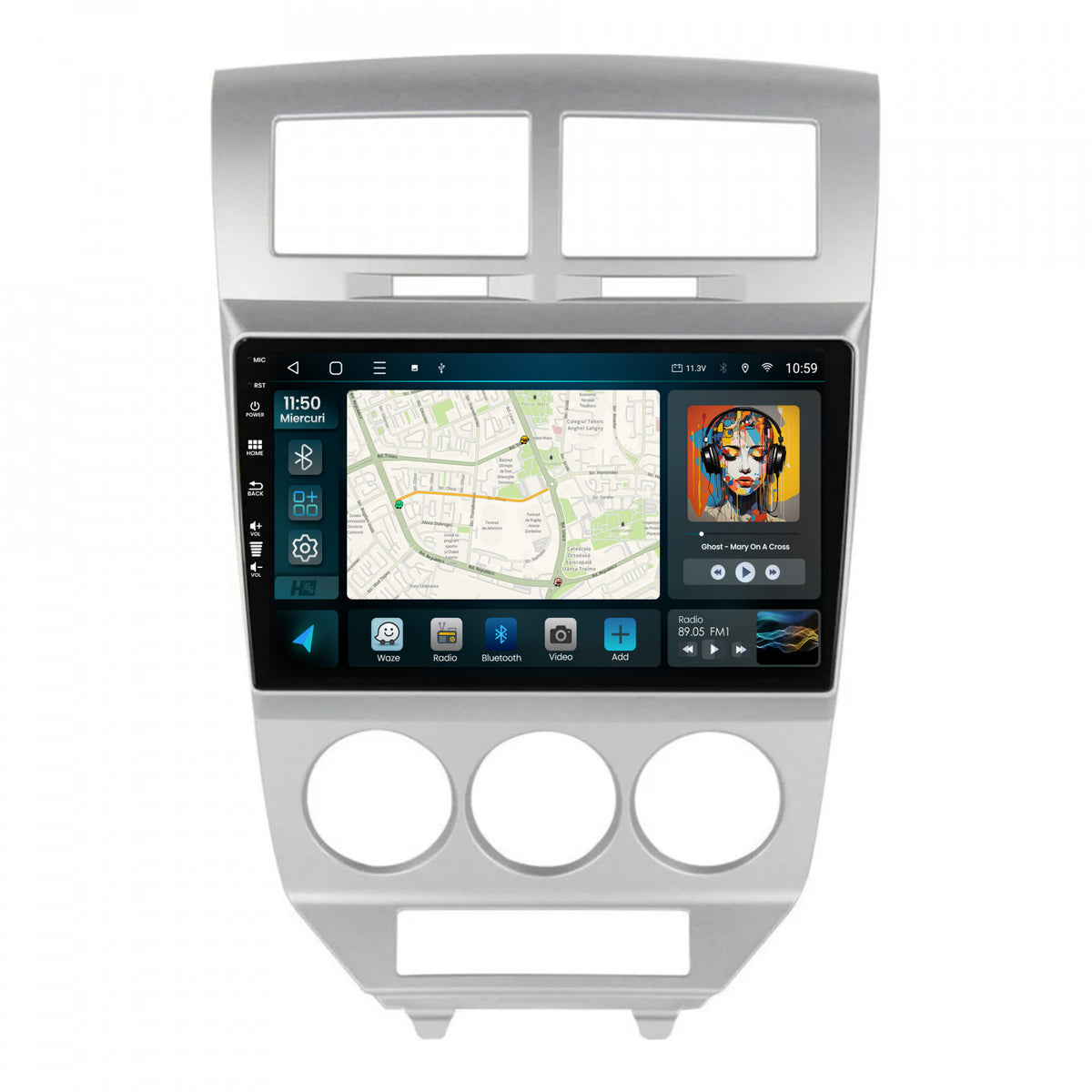Navigatie HUB64 Dodge Caliber (2006-2010), 8GB RAM, Android, Octacore, Slot Sim 4G, DSP, GPS, Wi-FI, Carplay, Android Auto, USB, Bluetooth, Waze, Touchscreen, 10.1 Inch
