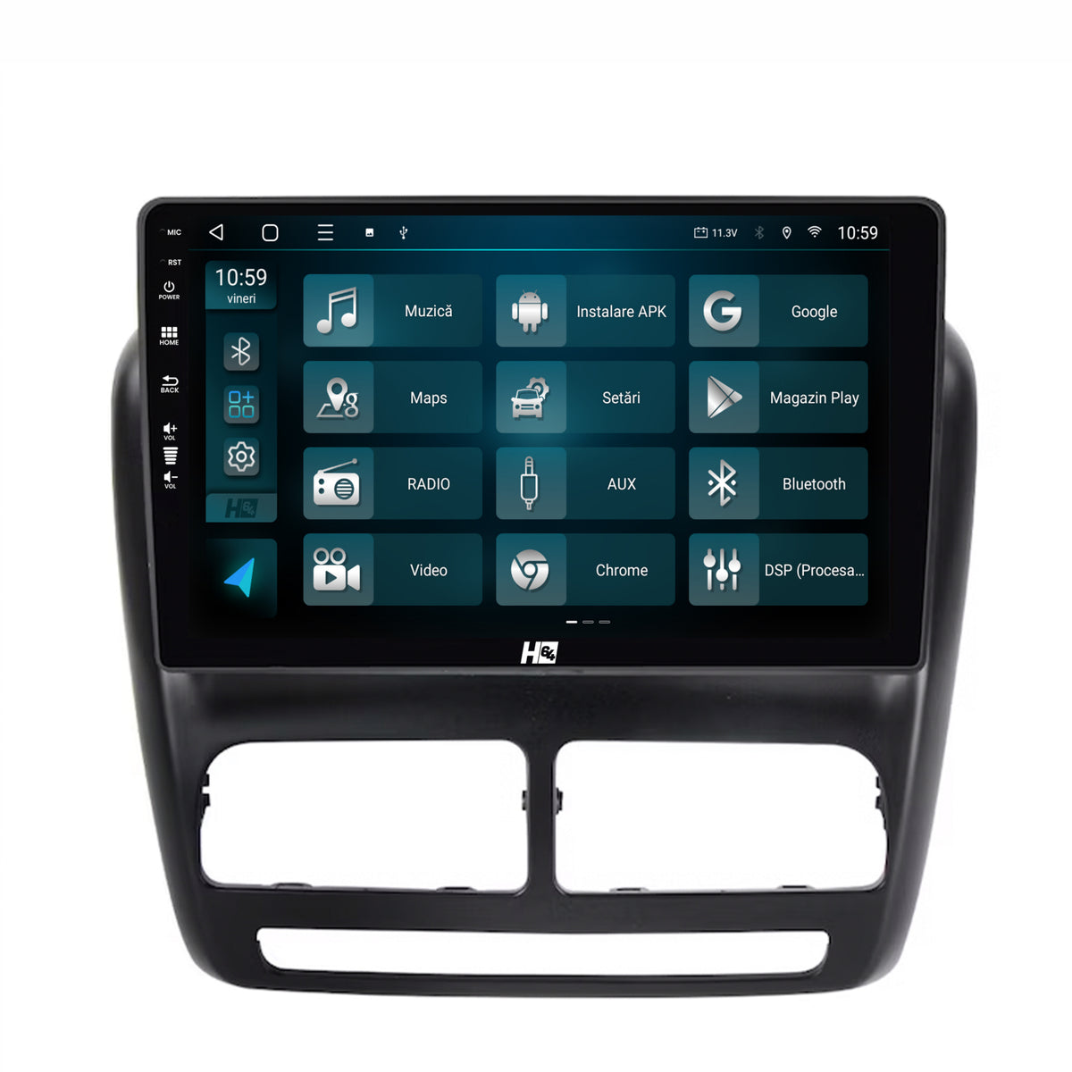 Navigatie HUB64 Fiat Doblo (2010-2015), 2GB RAM, Android, GPS, Wi-FI, Carplay, Android Auto, USB, Bluetooth, Radio, Waze, Touchscreen, 9 inch