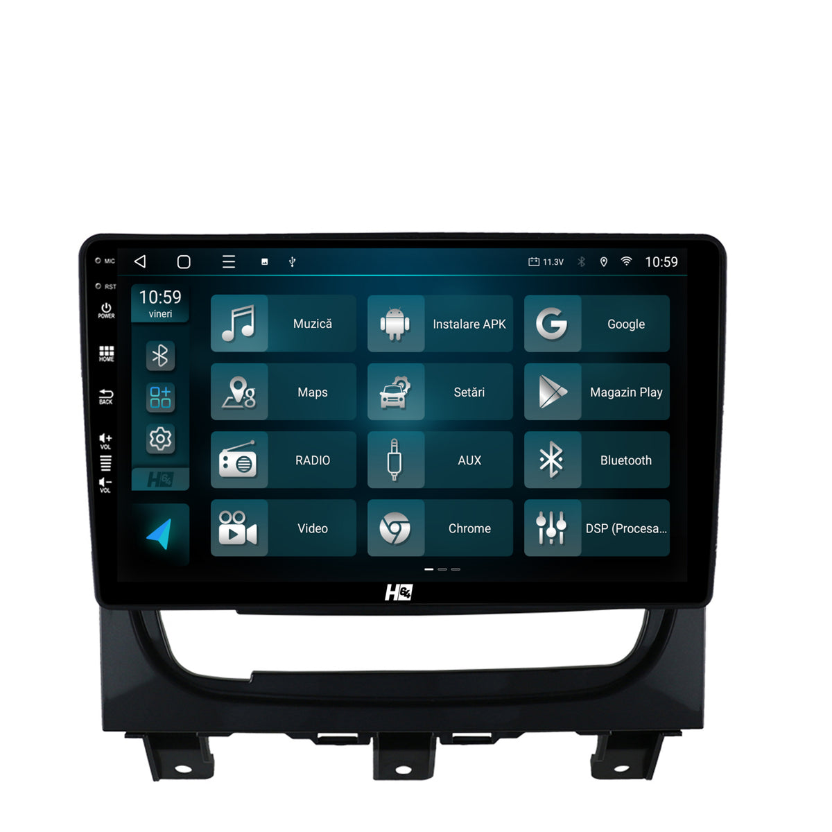 Navigatie HUB64 Fiat Strada / Idea (2011-2016), 8GB RAM, Android, Octacore, Slot Sim 4G, DSP, GPS, Wi-FI, Carplay, Android Auto, USB, Bluetooth, Waze, Touchscreen, 9 Inch