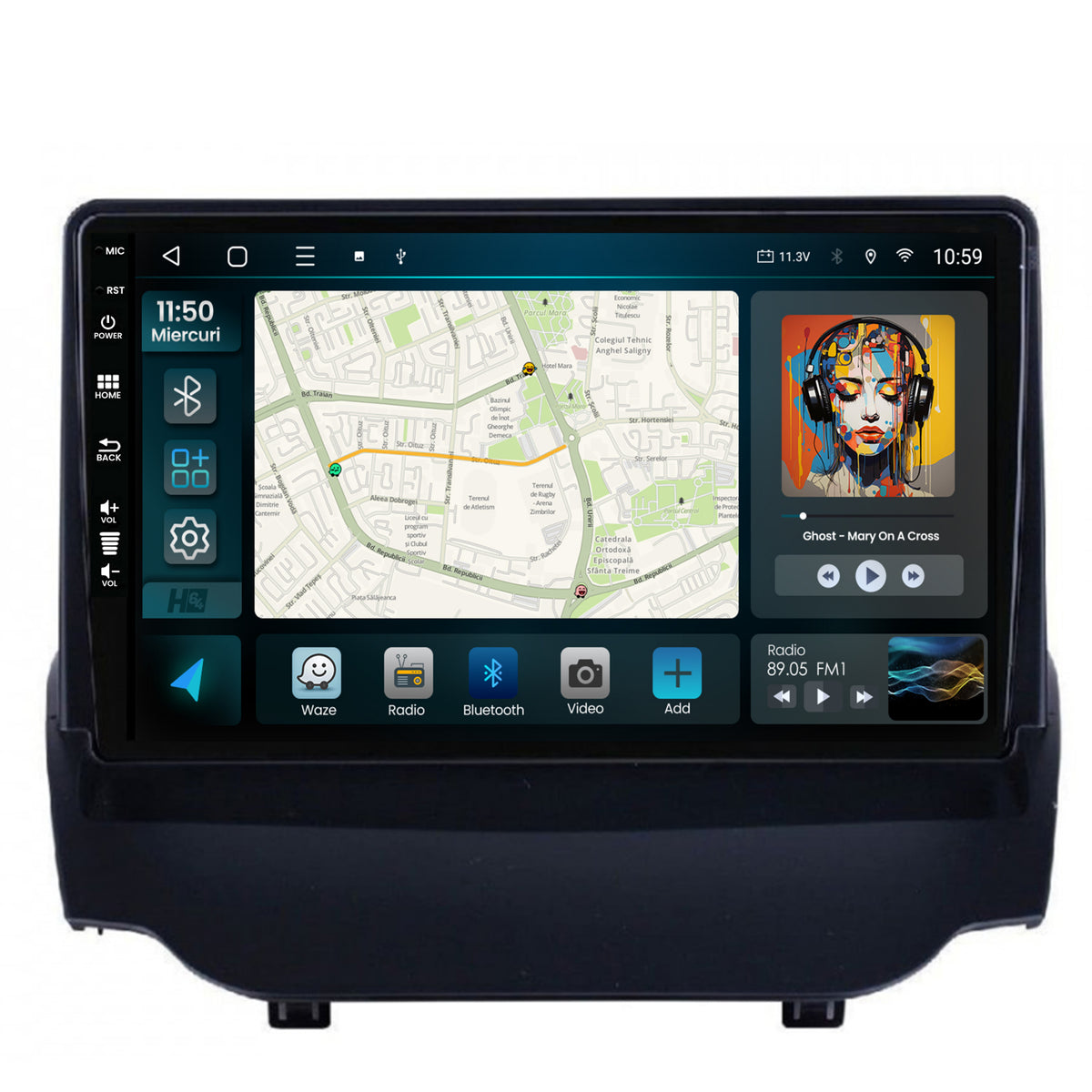 Navigatie HUB64 Ford EcoSport (2013-2016) 4GB RAM, Android, Octacore, Slot Sim 4G, DSP, GPS, Wi-FI, Carplay, Android Auto, USB, Bluetooth, Waze, Touchscreen, 9 inch