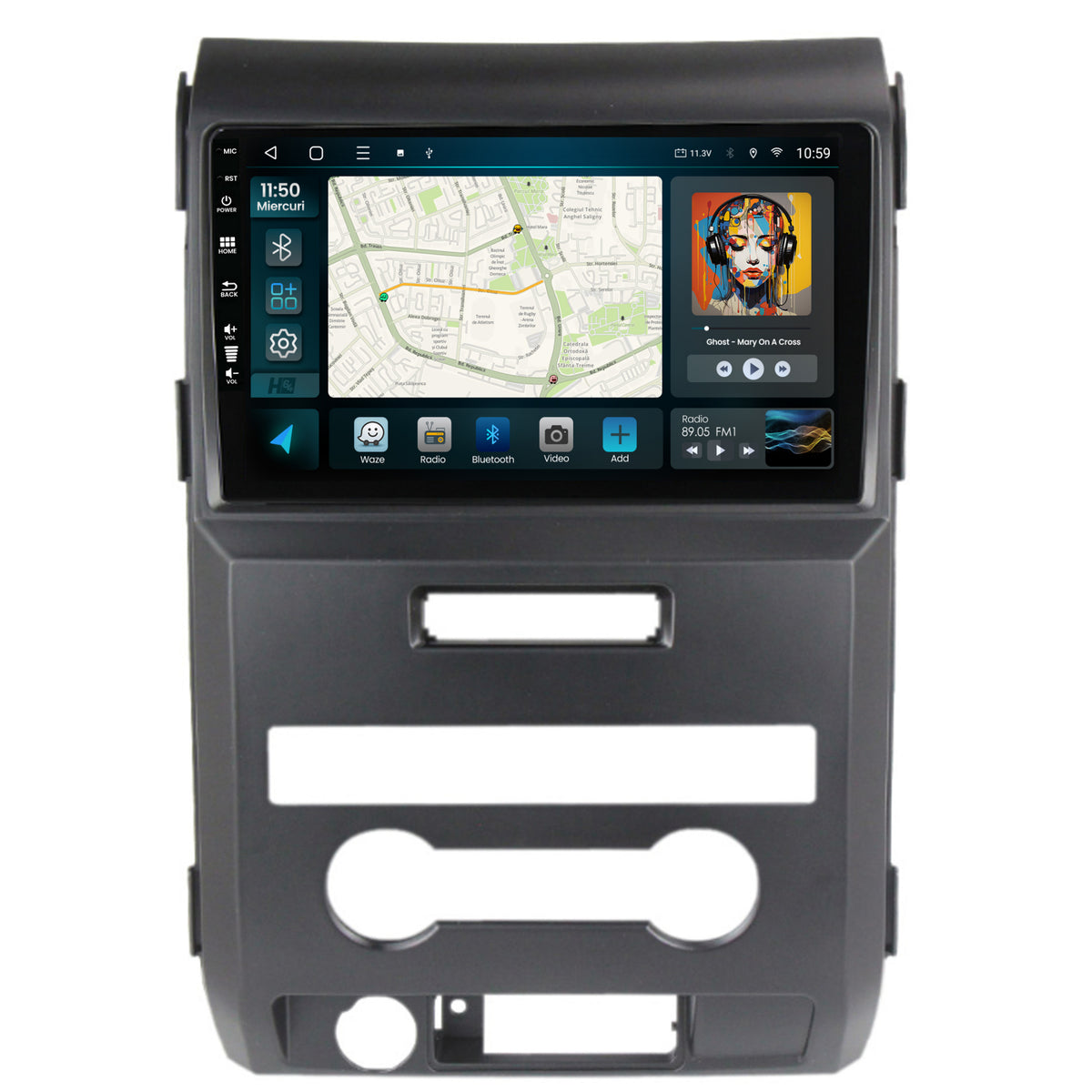 Navigatie HUB64 Ford F150 (2008-2014), 6GB RAM, Android, Octacore, Slot Sim 4G, DSP, GPS, Wi-FI, Carplay, Android Auto, USB, Bluetooth, Waze, Touchscreen, 9 Inch