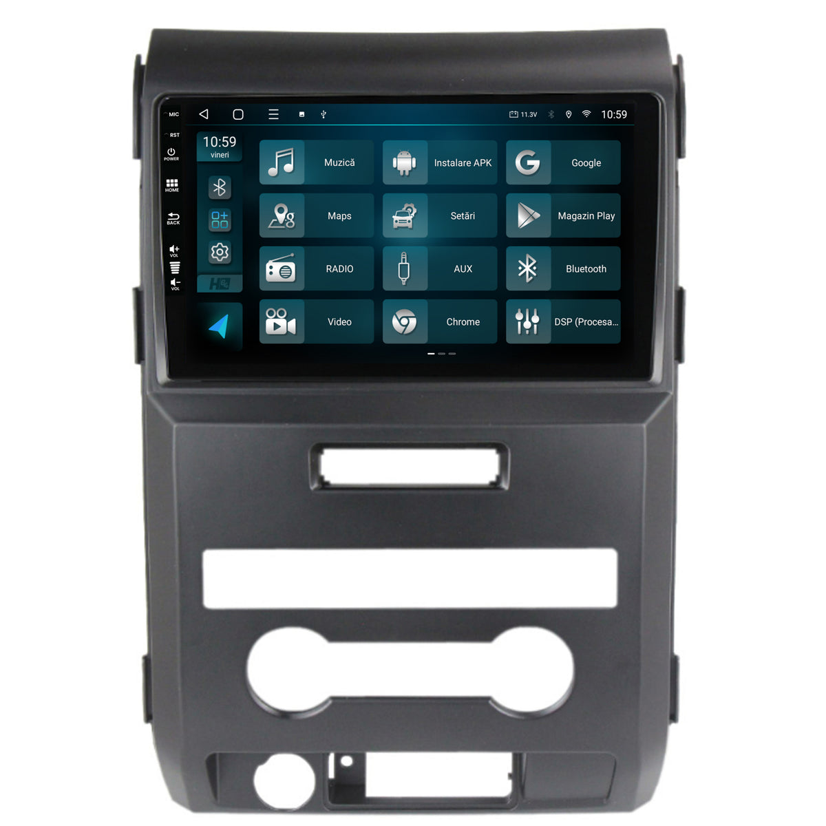 Navigatie HUB64 Ford F150 (2008-2014), 6GB RAM, Android, Octacore, Slot Sim 4G, DSP, GPS, Wi-FI, Carplay, Android Auto, USB, Bluetooth, Waze, Touchscreen, 9 Inch