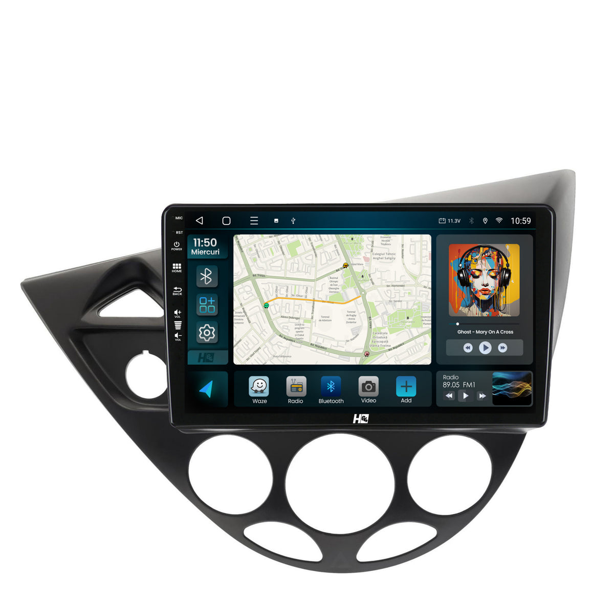 Navigatie HUB64 Ford Focus 1 (1998-2004), 6GB RAM, Android, Octacore, Slot Sim 4G, DSP, GPS, Wi-FI, Carplay, Android Auto, USB, Bluetooth, Waze, Touchscreen, 9 Inch