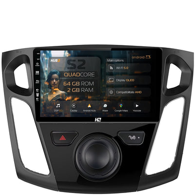 Navigatie HUB64 Ford Focus 3 (2011-2019), 2GB RAM, Android, GPS, Wi-FI, Carplay, Android Auto, USB, Bluetooth, Radio, Waze, Touchscreen, 9 inch