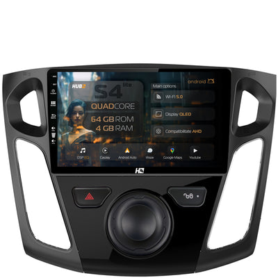Navigatie HUB64 Ford Focus 3 (2011-2019), 4GB RAM, Android, Quadcore, DSP, GPS, Wi-FI, Carplay, Android Auto, USB, Bluetooth, Waze, Touchscreen, 9 inch