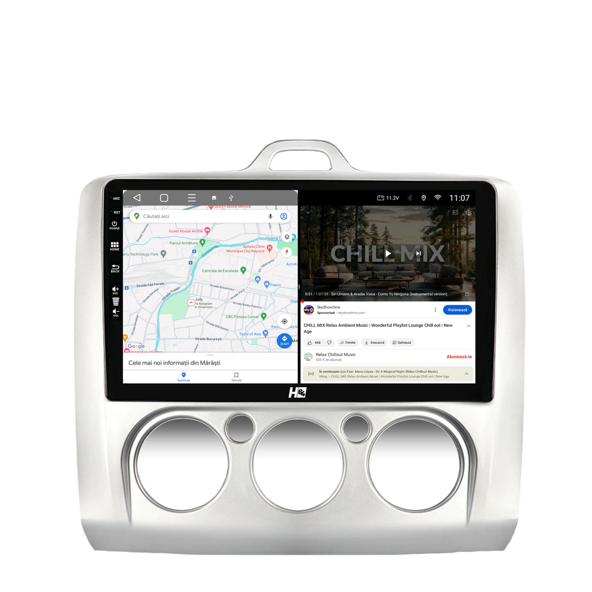 Navigatie HUB64 Ford Focus MK2 (2004-2011), Clima Manuala, 4GB RAM, Android, Octacore, Slot Sim 4G, DSP, GPS, Wi-FI, Carplay, Android Auto, USB, Bluetooth, Waze, Touchscreen, 9 inch