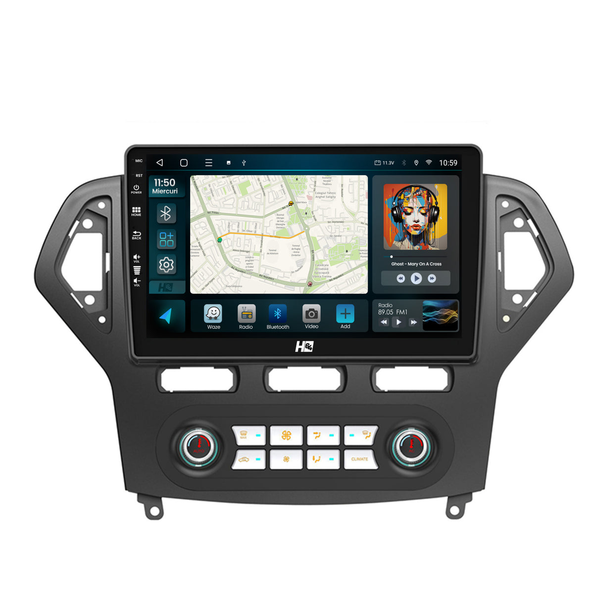 Navigatie HUB64 Ford Mondeo (2007-2010) Clima Automata, 6GB RAM, Android, Octacore, Slot Sim 4G, DSP, GPS, Wi-FI, Carplay, Android Auto, USB, Bluetooth, Waze, Touchscreen, 10.1 Inch