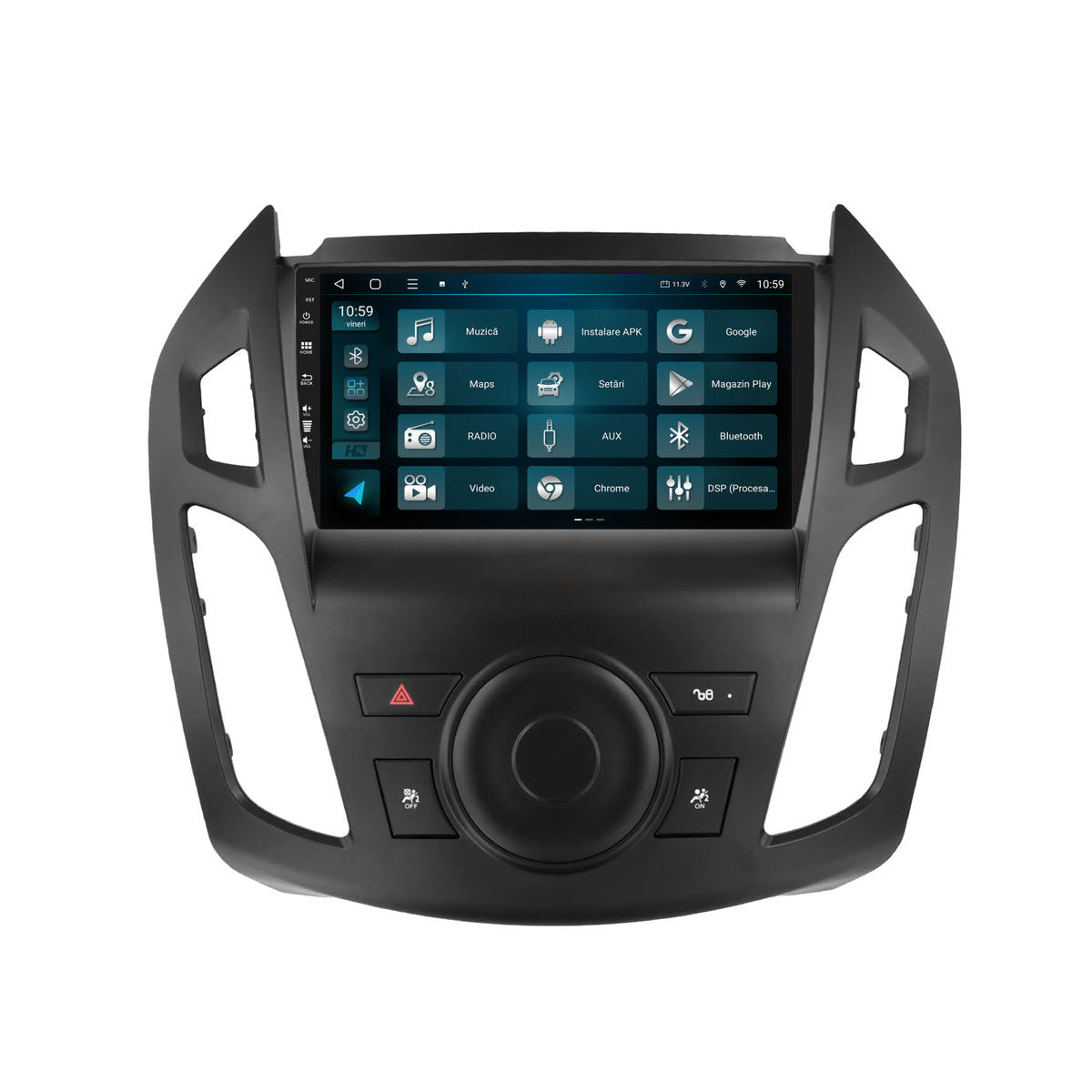 Navigatie HUB64 Ford Transit (2014-2020), 4GB RAM, Android, Quadcore, DSP, GPS, Wi-FI, Carplay, Android Auto, USB, Bluetooth, Waze, Touchscreen, 9 Inch
