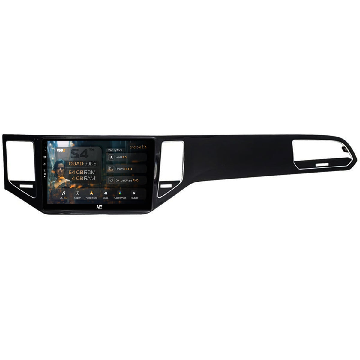 Navigatie HUB64 Golf Sportsvan (2014-2020), 4GB RAM, Android, Quadcore, DSP, GPS, Wi-FI, Carplay, Android Auto, USB, Bluetooth, Waze, Touchscreen, 10.1 inch