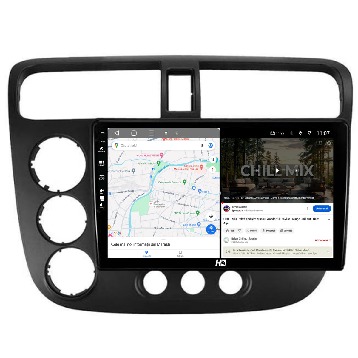 Navigatie HUB64 Honda Civic (1998-2005), 4GB RAM, Android, Quadcore, DSP, GPS, Wi-FI, Carplay, Android Auto, USB, Bluetooth, Waze, Touchscreen, 9 inch