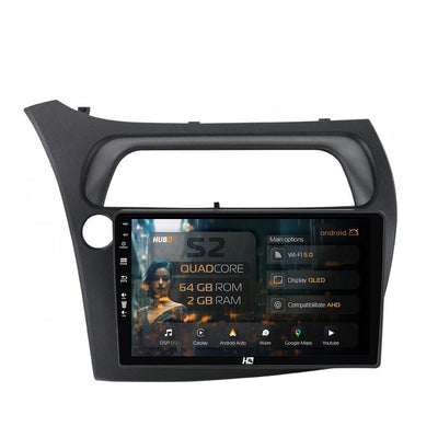 Navigatie HUB64 Honda Civic Hatchback (2006-2011), 2GB RAM, Android, GPS, Wi-FI, Carplay, Android Auto, USB, Bluetooth, Radio, Waze, Touchscreen, 9 inch