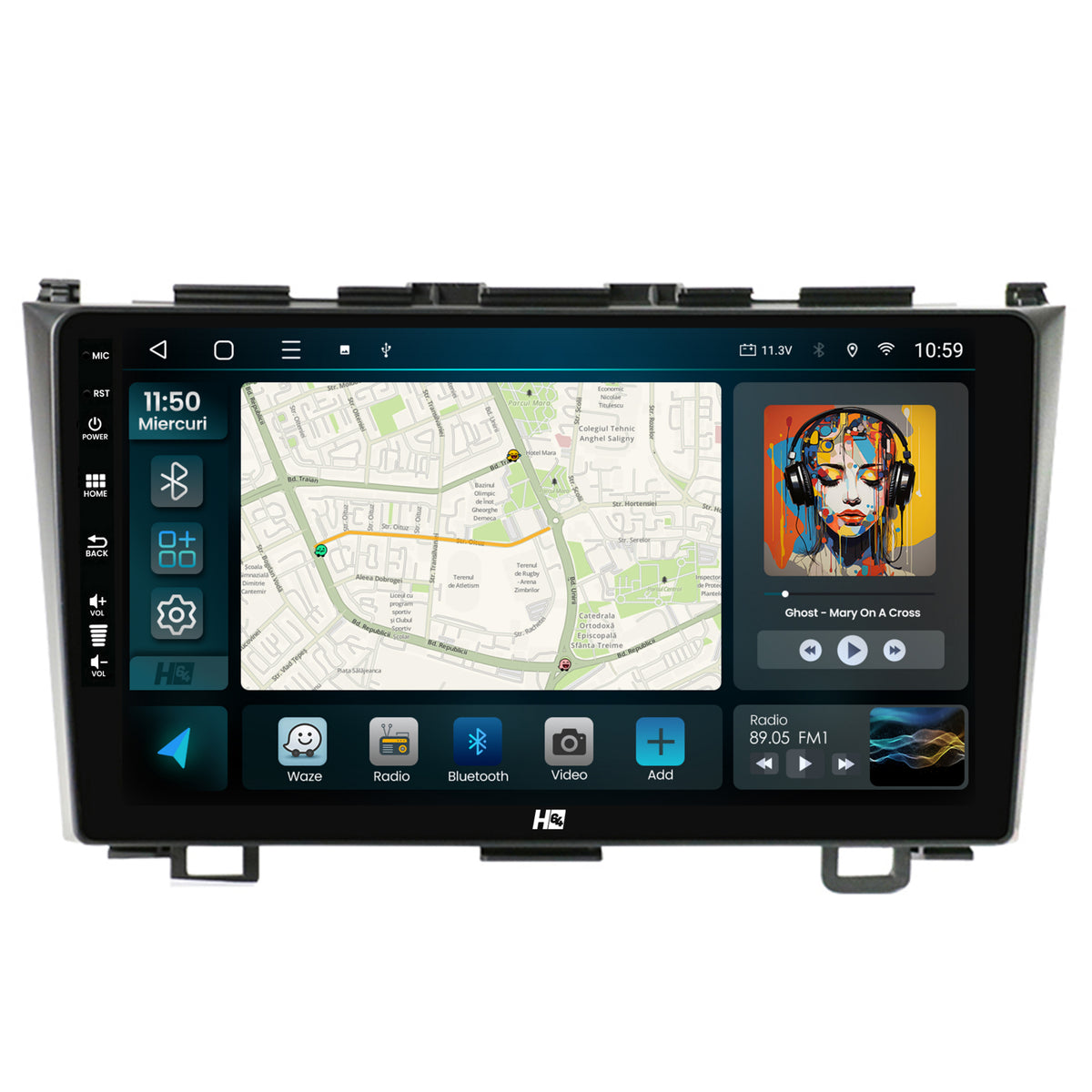 Navigatie HUB64 Honda CRV (2006-2012), 4GB RAM, Android, Quadcore, DSP, GPS, Wi-FI, Carplay, Android Auto, USB, Bluetooth, Waze, Touchscreen, 9 inch