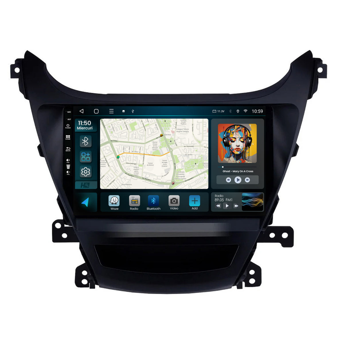 Navigatie HUB64 Hyundai Elantra (2012-2014), 4GB RAM, Android, Quadcore, DSP, GPS, Wi-FI, Carplay, Android Auto, USB, Bluetooth, Waze, Touchscreen, 9Inch
