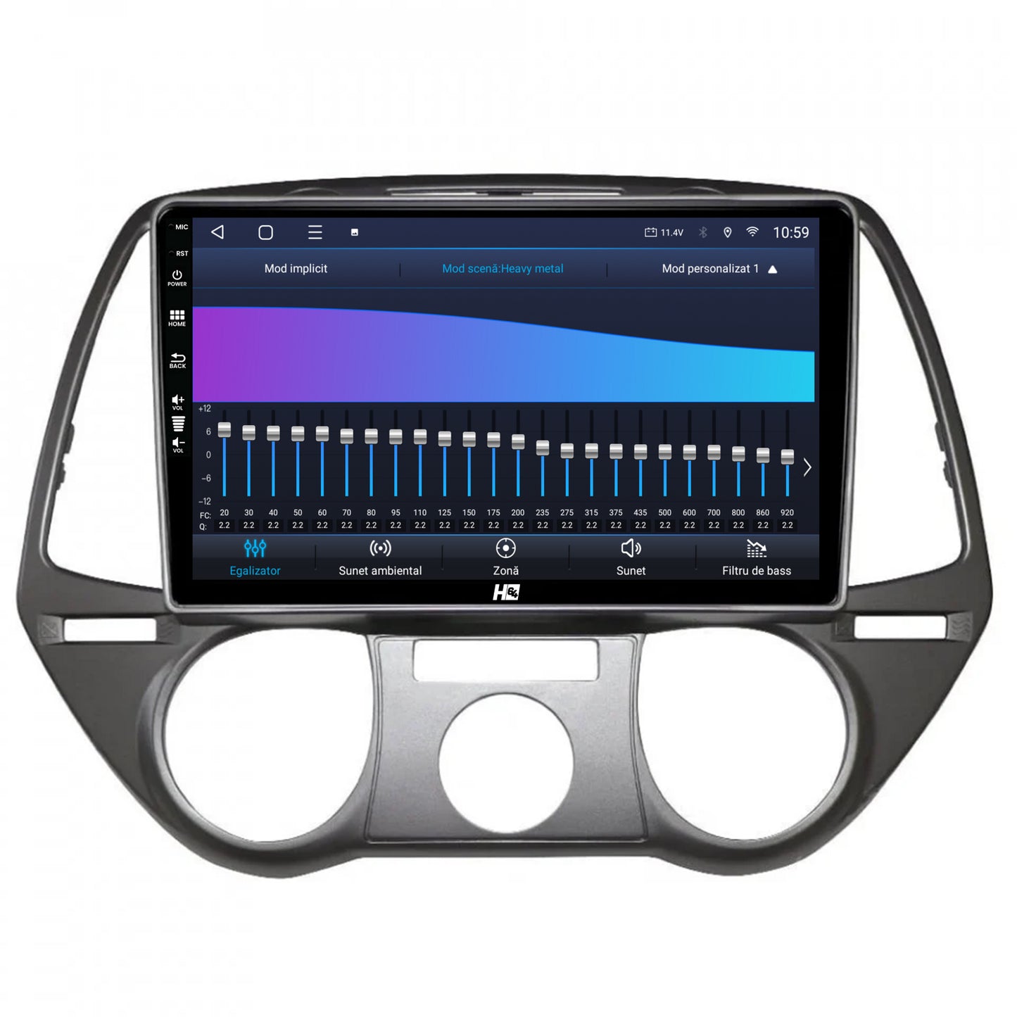 Navigatie HUB64 Hyundai I20 (2008-2012), 6GB RAM, Android, Octacore, Slot Sim 4G, DSP, GPS, Wi-FI, Carplay, Android Auto, USB, Bluetooth, Waze, Touchscreen, 9 Inch