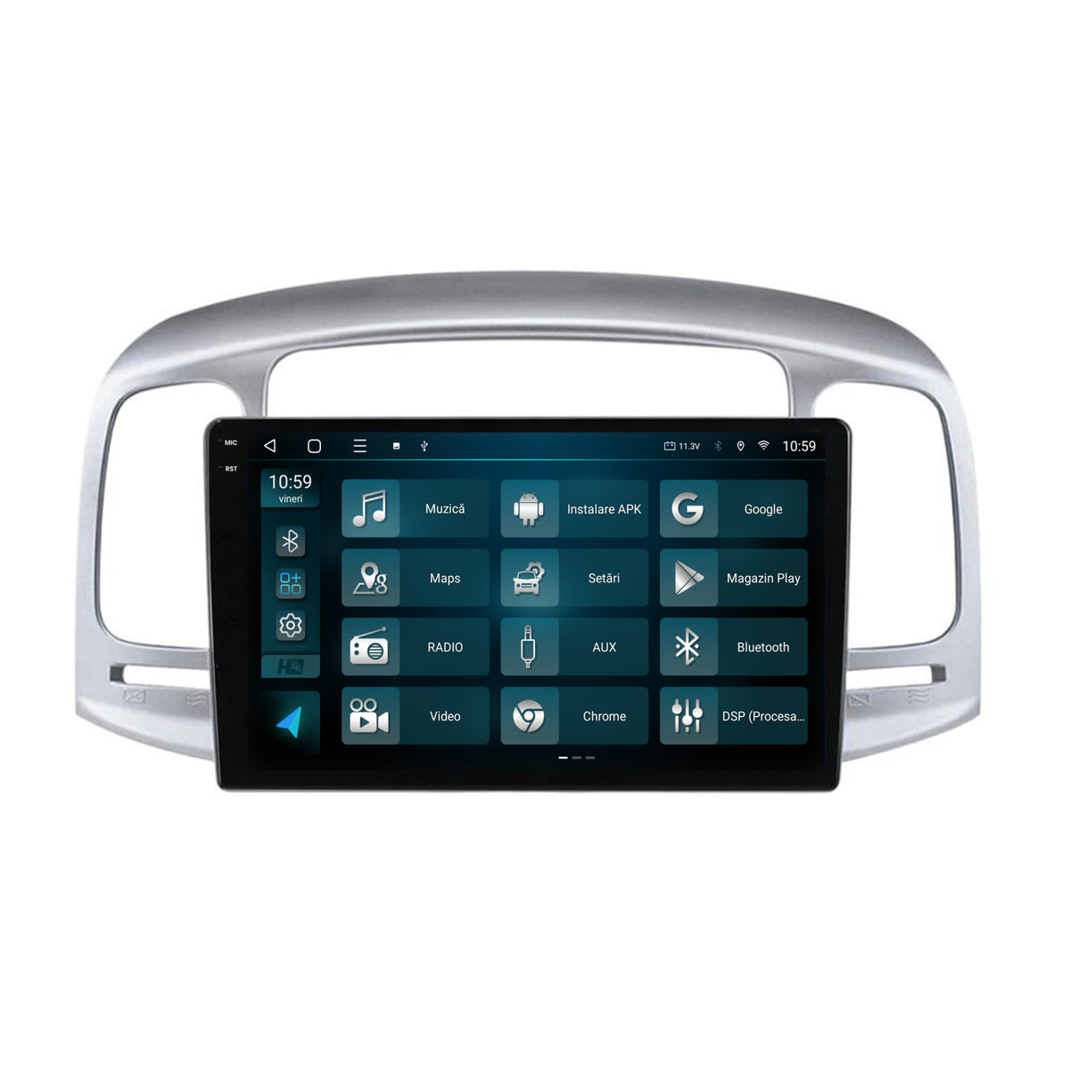 Navigatie HUB64 Hyundai Accent (2006-2011), 8GB RAM, Android, Octacore, Slot Sim 4G, DSP, GPS, Wi-FI, Carplay, Android Auto, USB, Bluetooth, Waze, Touchscreen, 9 Inch