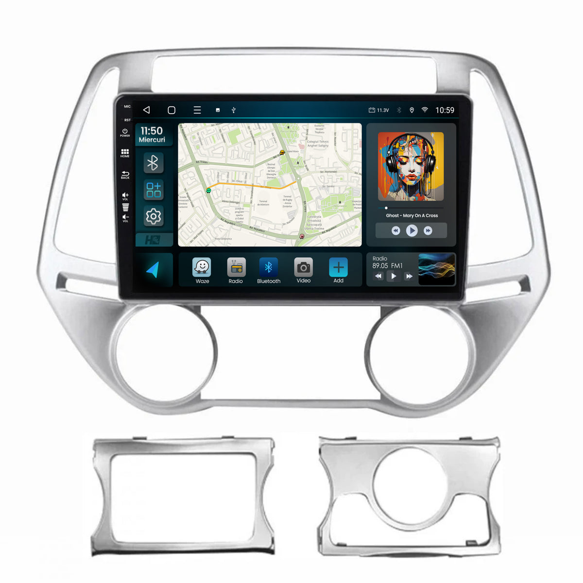 Navigatie HUB64 Hyundai I20 (2012-2014), 4GB RAM, Android, Octacore, Slot Sim 4G, DSP, GPS, Wi-FI, Carplay, Android Auto, USB, Bluetooth, Waze, Touchscreen, 9 inch