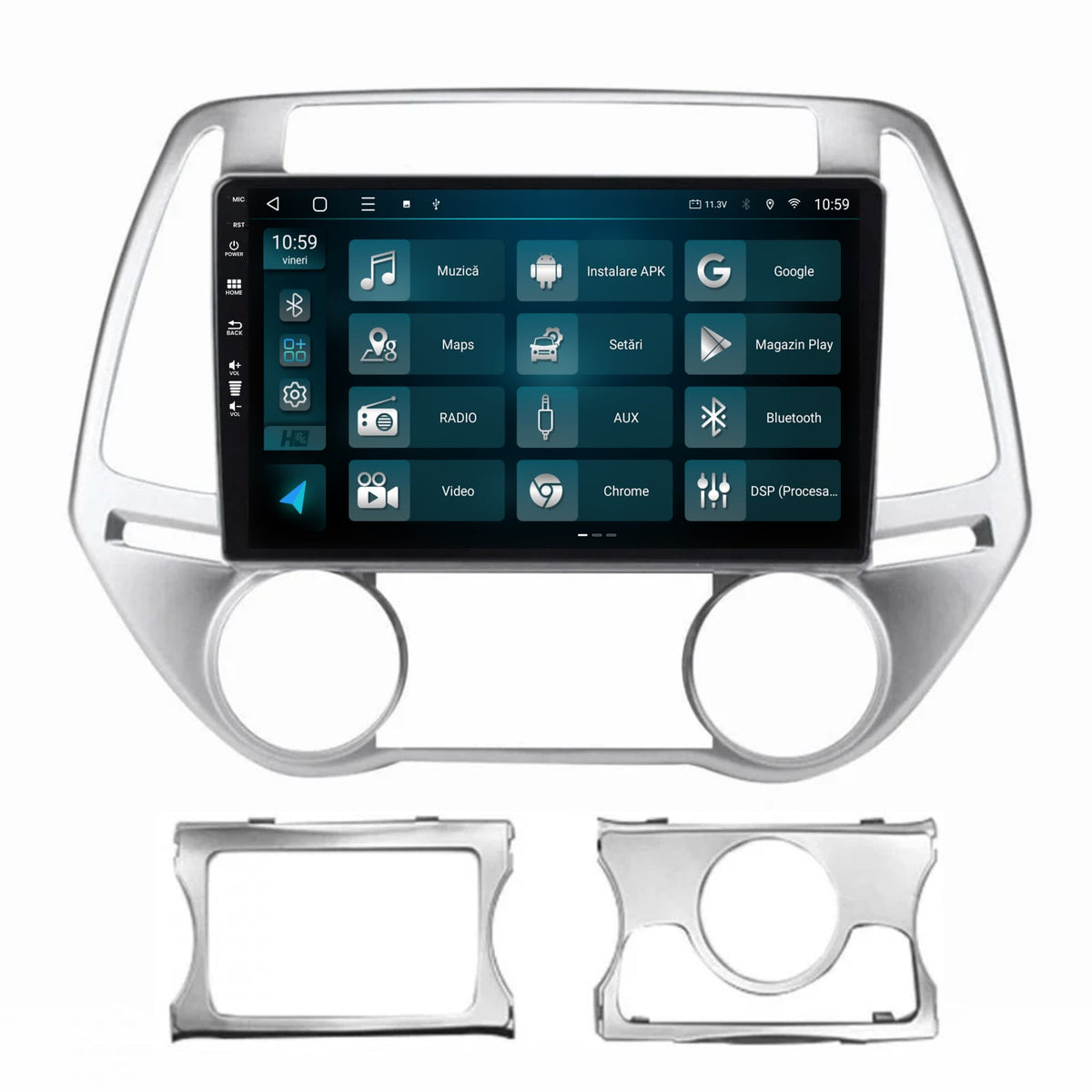 Navigatie HUB64 Hyundai I20 (2012-2014), 4GB RAM, Android, Octacore, Slot Sim 4G, DSP, GPS, Wi-FI, Carplay, Android Auto, USB, Bluetooth, Waze, Touchscreen, 9 inch