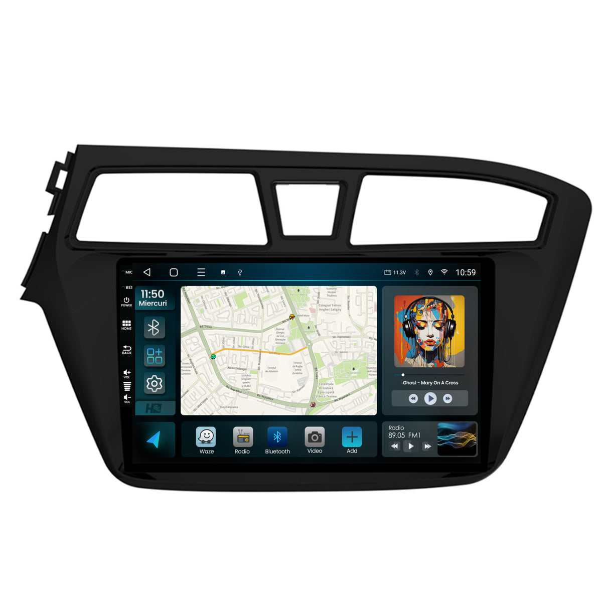 Navigatie HUB64 Hyundai I20 (2014-2018), 6GB RAM, Android, Octacore, Slot Sim 4G, DSP, GPS, Wi-FI, Carplay, Android Auto, USB, Bluetooth, Waze, Touchscreen, 9 Inch