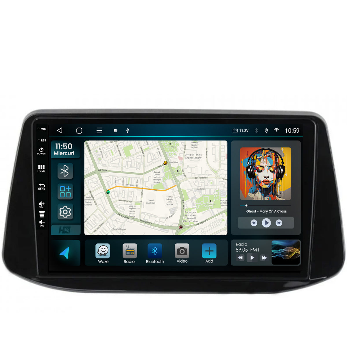 Navigatie HUB64 Hyundai I30 (2017-Prezent), 8GB RAM, Android, Octacore, Slot Sim 4G, DSP, GPS, Wi-FI, Carplay, Android Auto, USB, Bluetooth, Waze, Touchscreen, 9 Inch