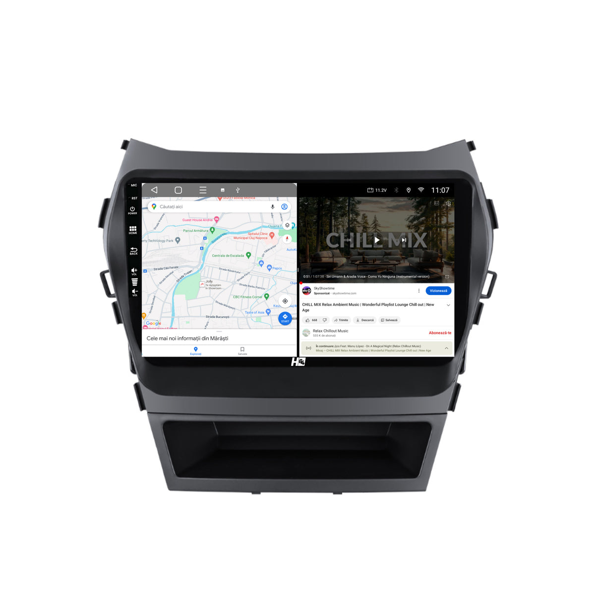 Navigatie HUB64 Hyundai Santa Fe IX45 (2013-2017), 4GB RAM, Android, Octacore, Slot Sim 4G, DSP, GPS, Wi-FI, Carplay, Android Auto, USB, Bluetooth, Waze, Touchscreen, 9 inch