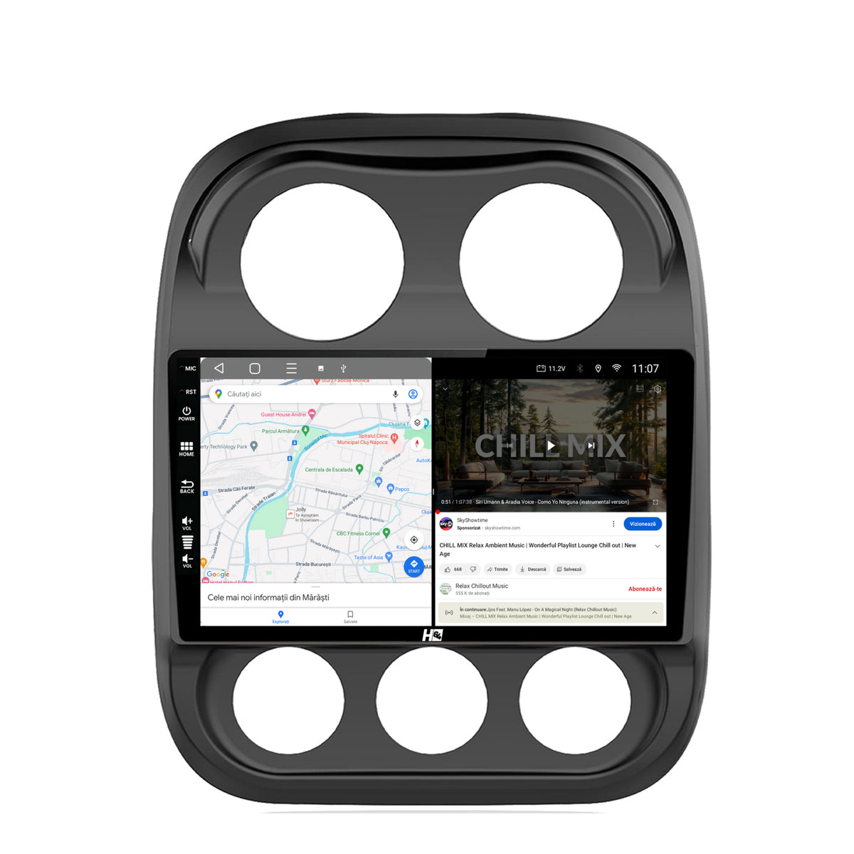 Navigatie HUB64 Jeep Compass (2016+), 4GB RAM, Android, Quadcore, DSP, GPS, Wi-FI, Carplay, Android Auto, USB, Bluetooth, Waze, Touchscreen, 10.1 Inch