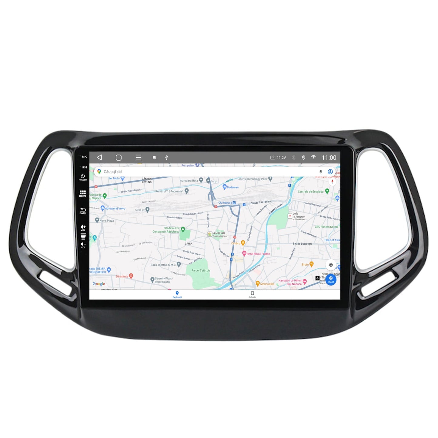 Navigatie HUB64 Jeep Compass (2016+), 4GB RAM, Android, Quadcore, DSP, GPS, Wi-FI, Carplay, Android Auto, USB, Bluetooth, Waze, Touchscreen, 10.1 inch