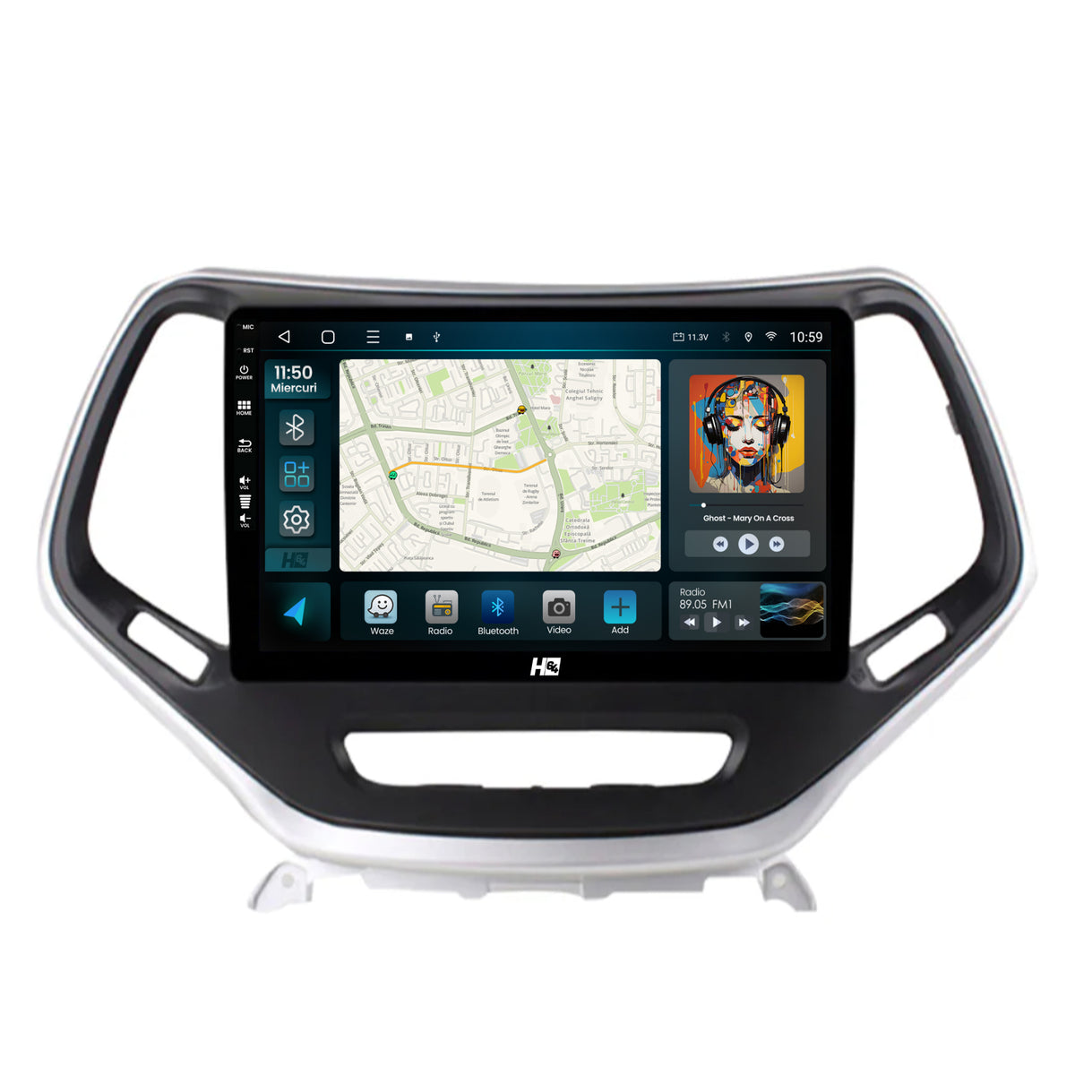 Navigatie HUB64 Jeep Grand Cherokee (2015+), 4GB RAM, Android, GPS, Wi-FI, Carplay, Android Auto, USB, Bluetooth, Radio, Waze, Touchscreen, 10.1 inch
