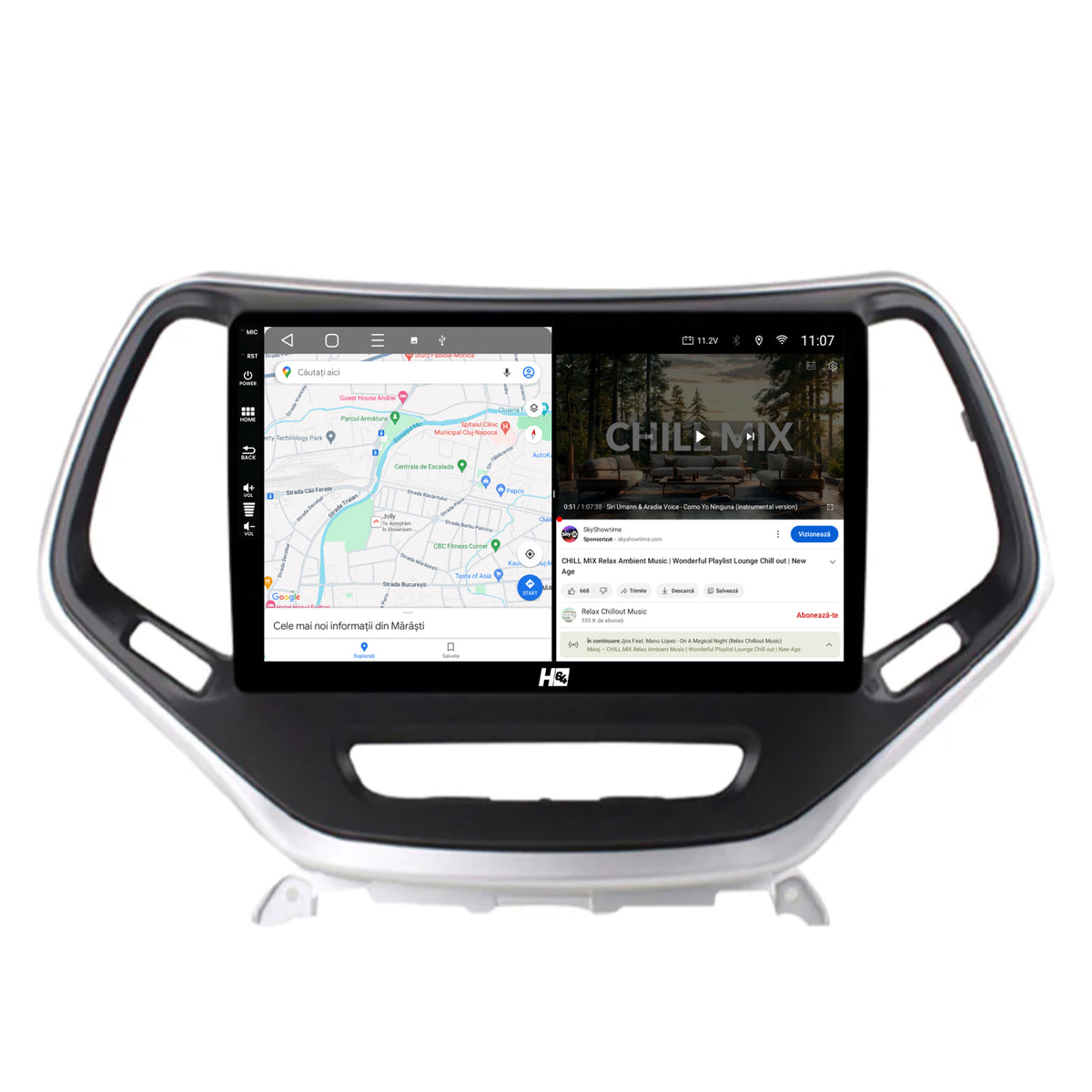 Navigatie HUB64 Jeep Grand Cherokee (2015+), 6GB RAM, Android, Octacore, Slot Sim 4G, DSP, GPS, Wi-FI, Carplay, Android Auto, USB, Bluetooth, Waze, Touchscreen, 10.1 Inch