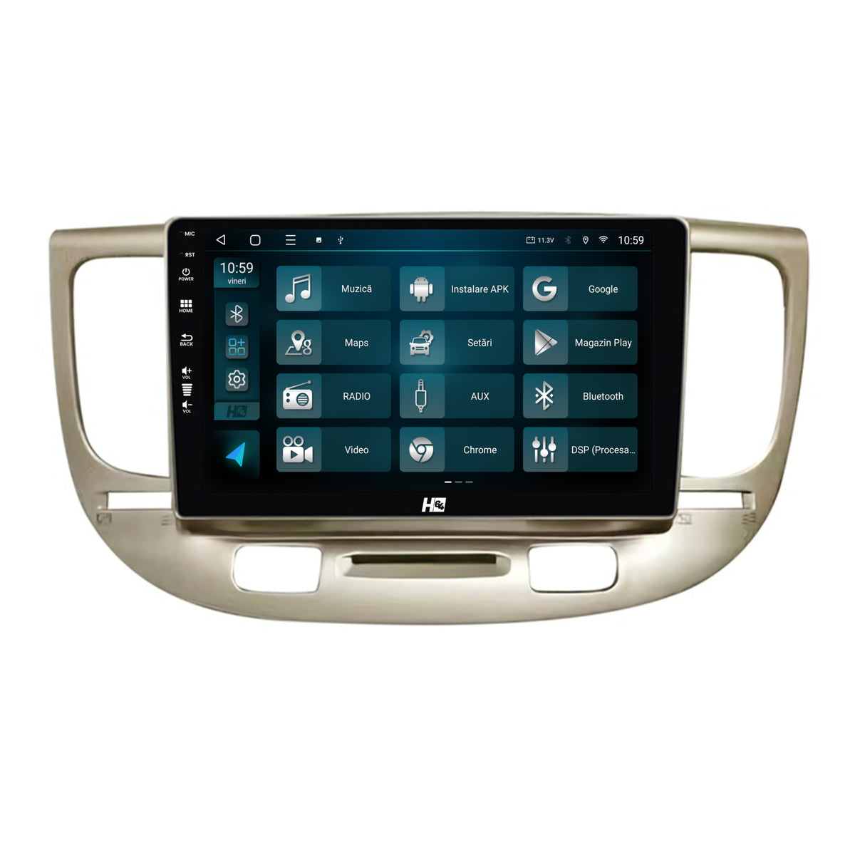 Navigatie HUB64 Kia Rio (2005-2011), 4GB RAM, Android, Quadcore, DSP, GPS, Wi-FI, Carplay, Android Auto, USB, Bluetooth, Waze, Touchscreen, 9 Inch