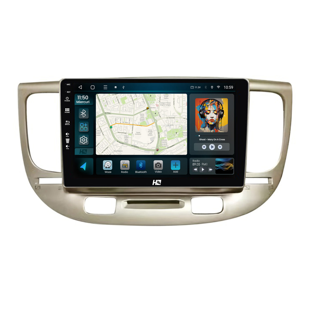 Navigatie HUB64 Kia Rio (2005-2011), 6GB RAM, Android, Octacore, Slot Sim 4G, DSP, GPS, Wi-FI, Carplay, Android Auto, USB, Bluetooth, Waze, Touchscreen, 9 Inch