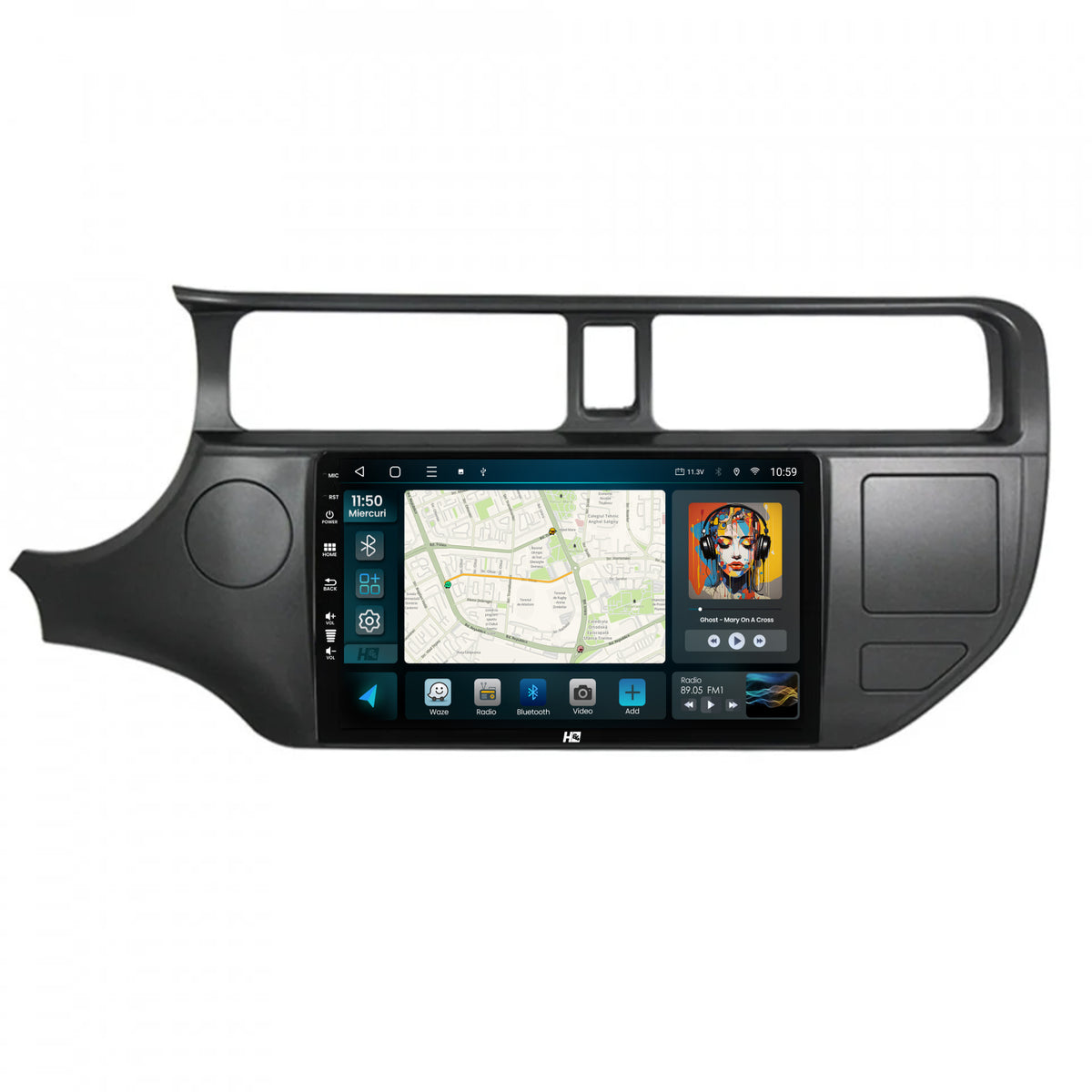 Navigatie HUB64 Kia Rio (2011-2014), 4GB RAM, Android, Quadcore, DSP, GPS, Wi-FI, Carplay, Android Auto, USB, Bluetooth, Waze, Touchscreen, 9 Inch