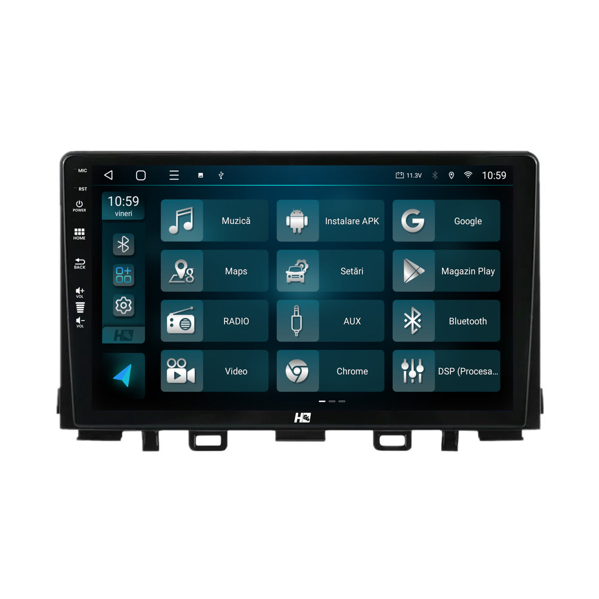 Navigatie HUB64 Kia Rio (2017-2024), 4GB RAM, Android, Quadcore, DSP, GPS, Wi-FI, Carplay, Android Auto, USB, Bluetooth, Waze, Touchscreen, 9 Inch