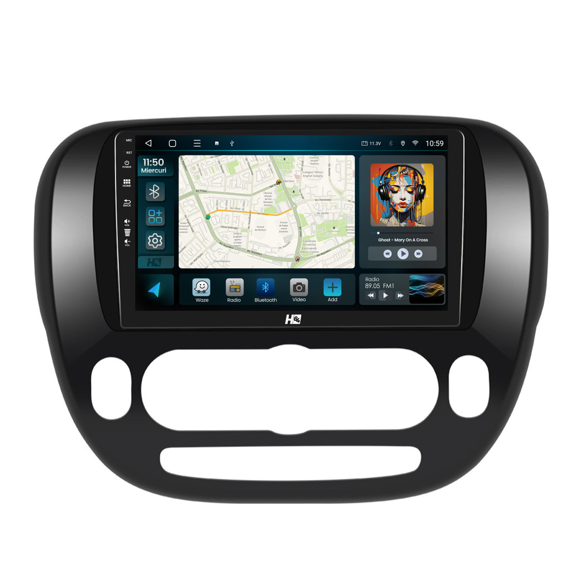 Navigatie HUB64 Kia Soul (2014-2019), 4GB RAM, Android, Quadcore, DSP, GPS, Wi-FI, Carplay, Android Auto, USB, Bluetooth, Waze, Touchscreen, 9 inch