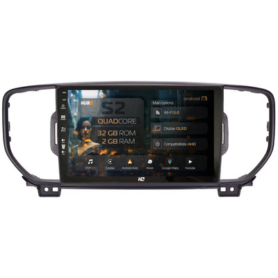 Navigatie HUB64 Kia Sportage (2016-2018), 2GB RAM, Android, GPS, Wi-FI, Carplay, Android Auto, USB, Bluetooth, Radio, Waze, Touchscreen, 9 Inch