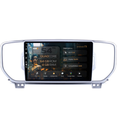 Navigatie HUB64 Kia Sportage (2016-2018), 4GB RAM, Android, Quadcore, DSP, GPS, Wi-FI, Carplay, Android Auto, USB, Bluetooth, Waze, Touchscreen, 9 inch