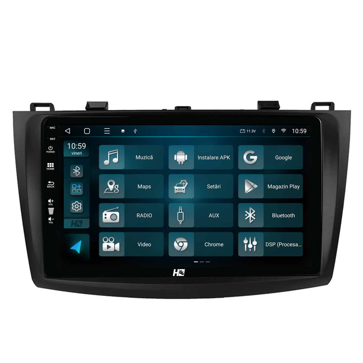Navigatie HUB64 Mazda 3 (2009-2013), 4GB RAM, Android, Quadcore, DSP, GPS, Wi-FI, Carplay, Android Auto, USB, Bluetooth, Waze, Touchscreen, 9 inch