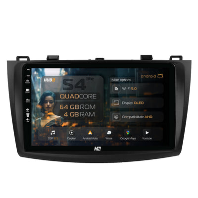 Navigatie HUB64 Mazda 3 (2009-2013), 4GB RAM, Android, Quadcore, DSP, GPS, Wi-FI, Carplay, Android Auto, USB, Bluetooth, Waze, Touchscreen, 9 inch