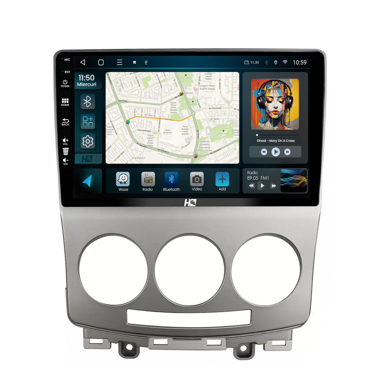 Navigatie HUB64 Mazda 5 (2005-2010), 2GB RAM, Android, GPS, Wi-FI, Carplay, Android Auto, USB, Bluetooth, Radio, Waze, Touchscreen, 9 inch