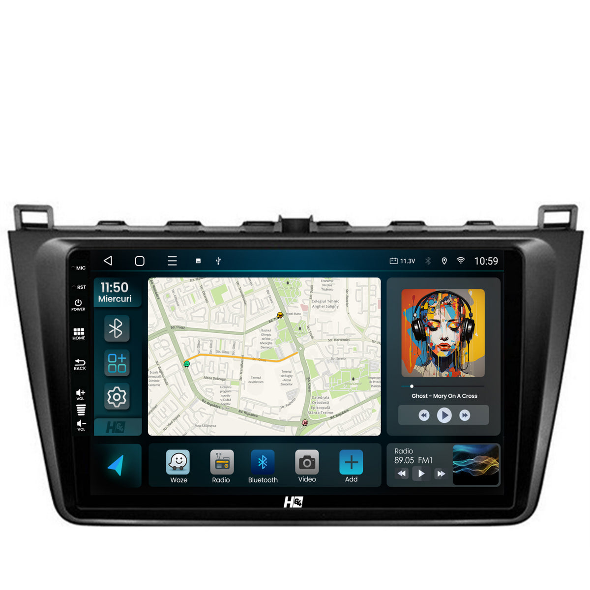 Navigatie HUB64 Mazda 6 (2008-2013), 4GB RAM, Android, Quadcore, DSP, GPS, Wi-FI, Carplay, Android Auto, USB, Bluetooth, Waze, Touchscreen, 9 inch