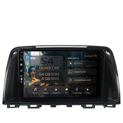 Navigatie HUB64 Mazda 6 (2013-2015), 4GB RAM, Android, Quadcore, DSP, GPS, Wi-FI, Carplay, Android Auto, USB, Bluetooth, Waze, Touchscreen, 9 inch